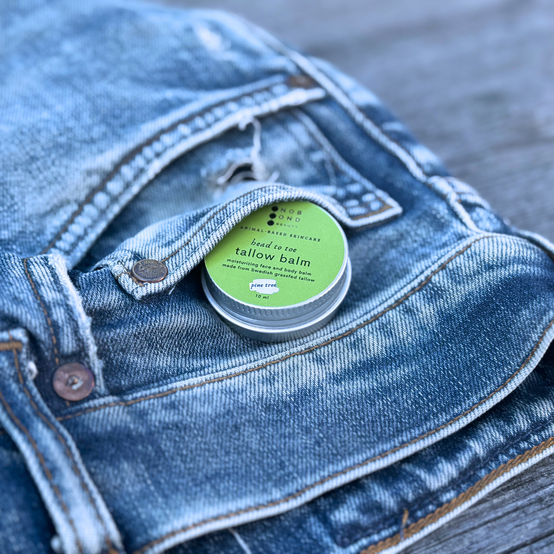 Provkit tallow balm tallbarr – reseförpackning i jeansficka
